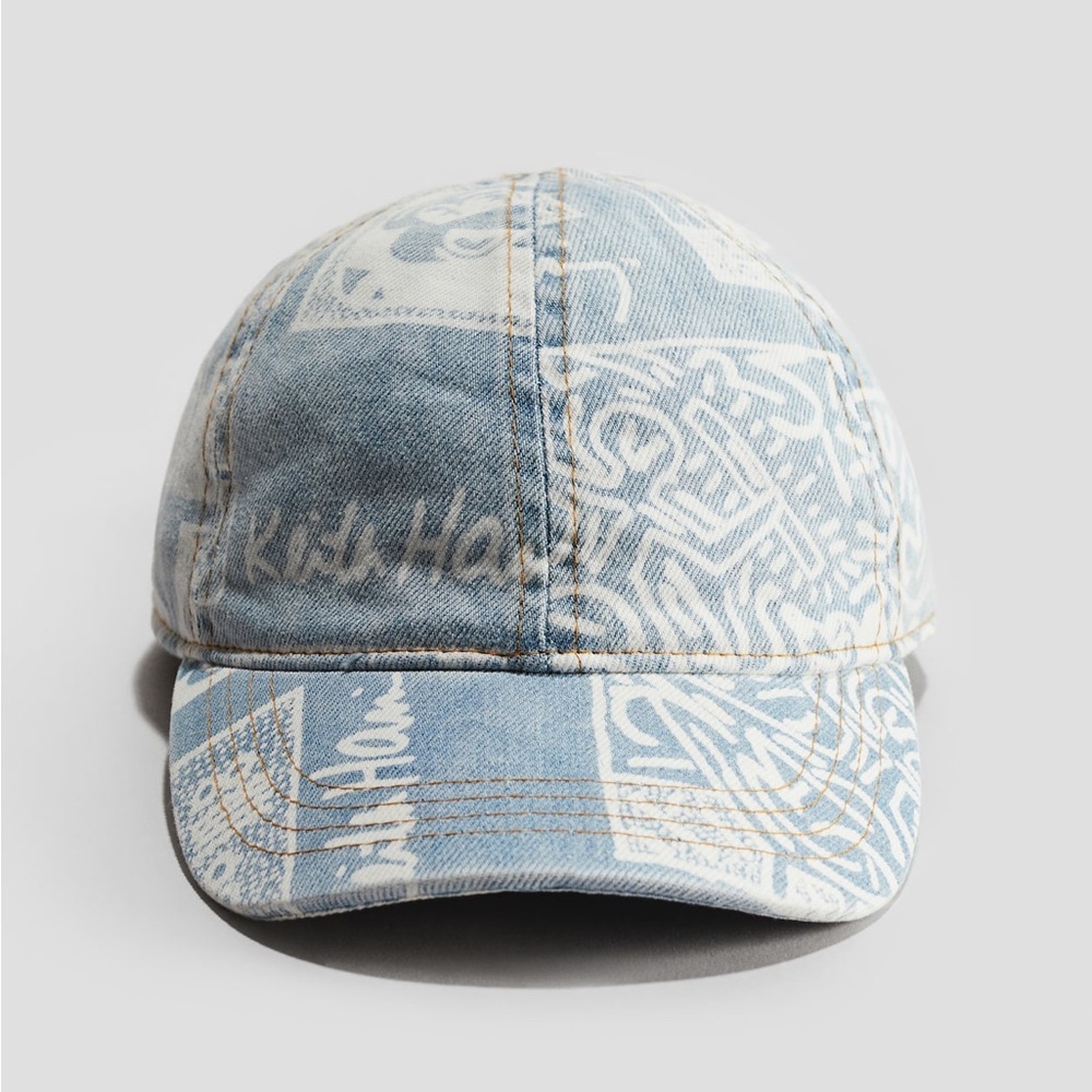 H&M Kieth Haring x Mickey Mouse Blue and White Denim Hat youth